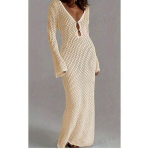 Shein essence deep V-neck, hollow out sweater/dress/cover-up S/XL ￼